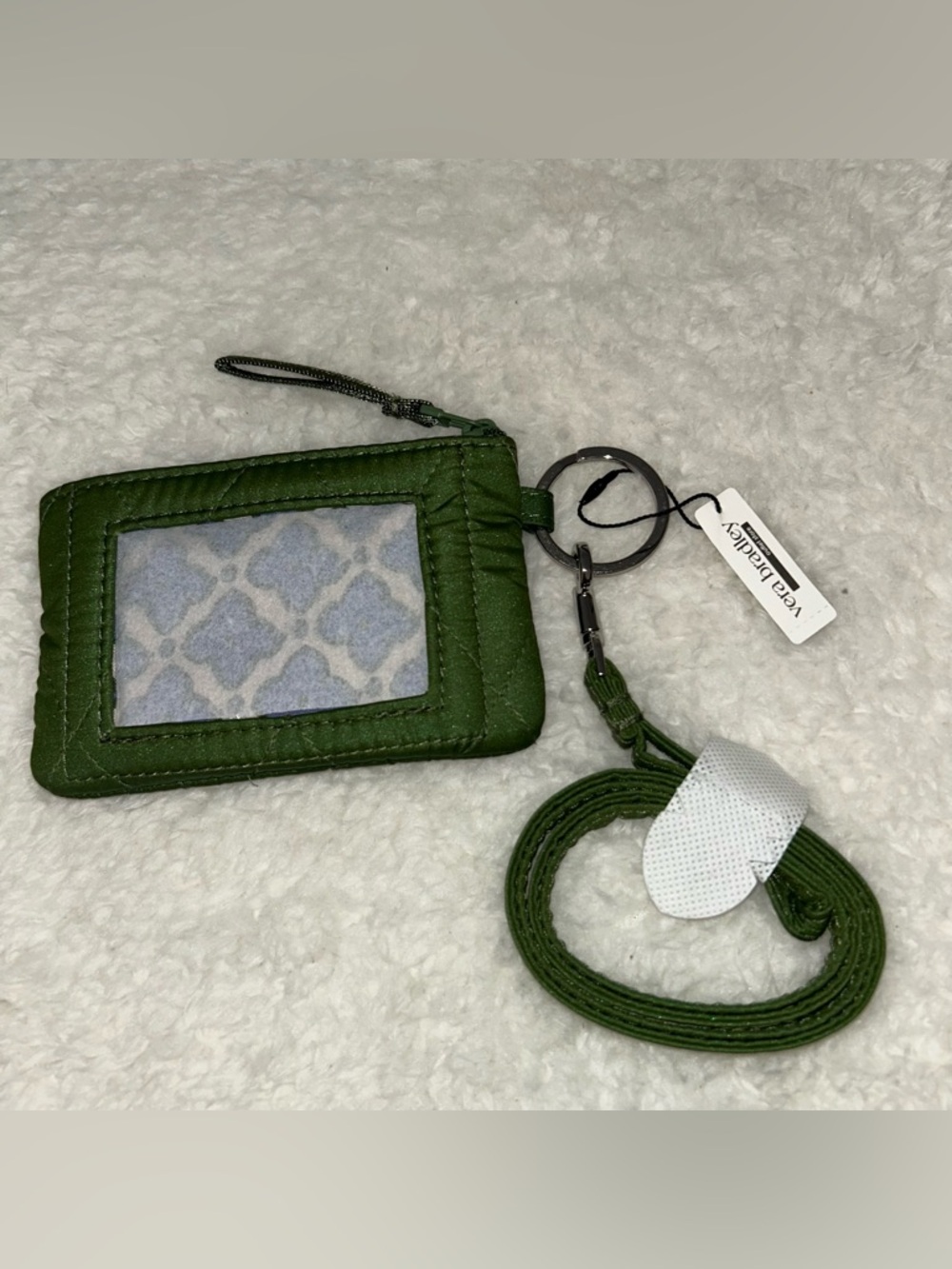 Vera Bradley Zip ID Lanyard Set Pearlized Cedar Green NEW - Picture 2 of 3